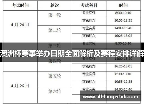 澳洲杯赛事举办日期全面解析及赛程安排详解
